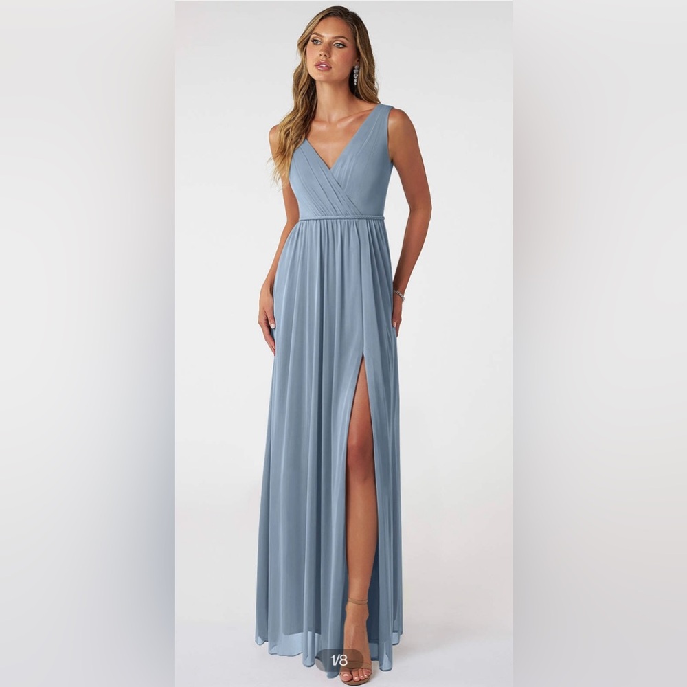 Azazie Tanicia Dress in Dusty Blue